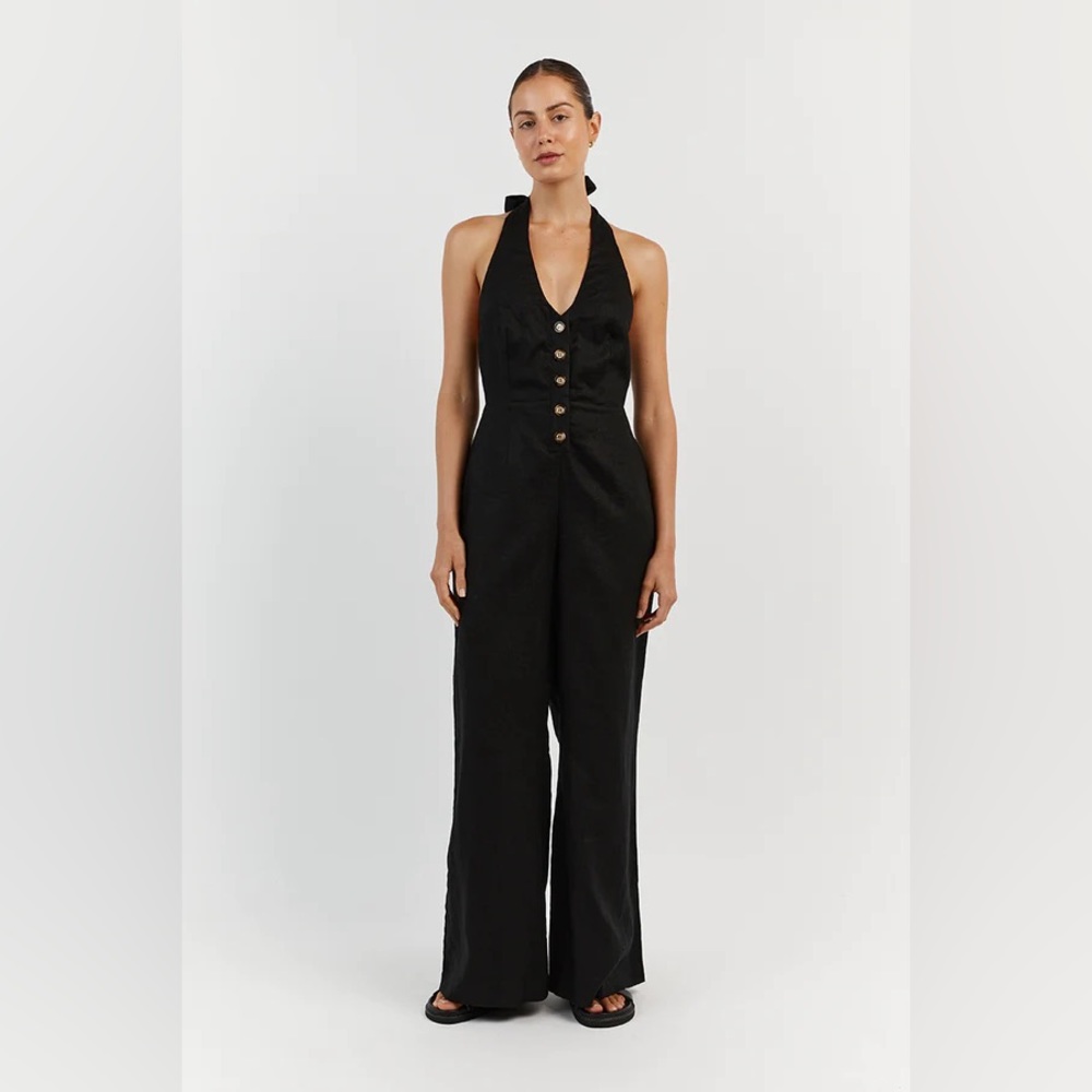 LIKE NEW DISSH LINEN LOGAN HALTER JUMPSUIT